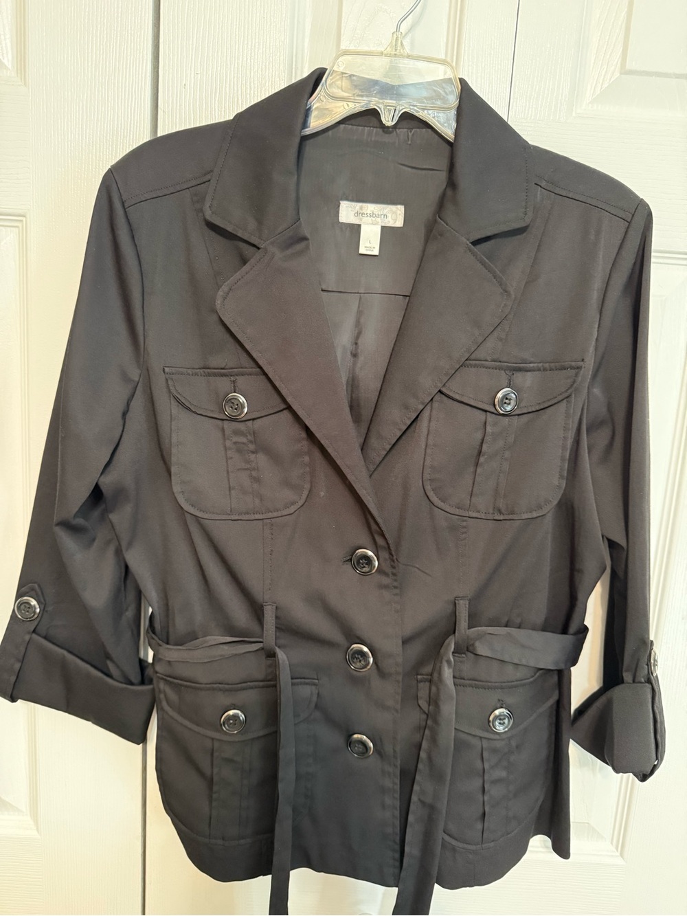 dressbarn Black Belted Utility Blazer